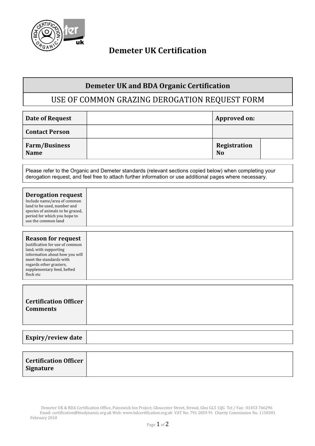 Biodynamic Association Certification