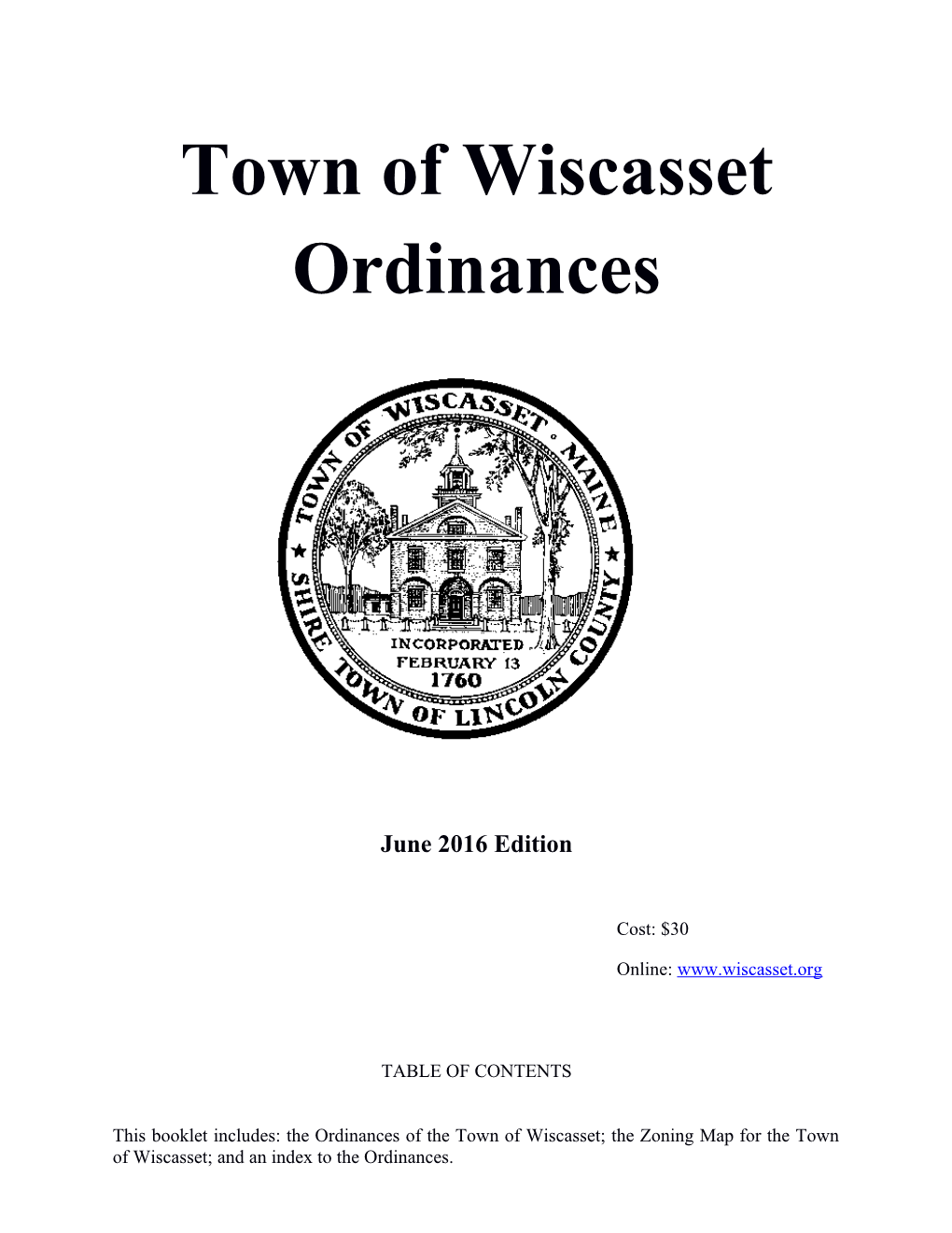Town of Wiscasset Ordinances
