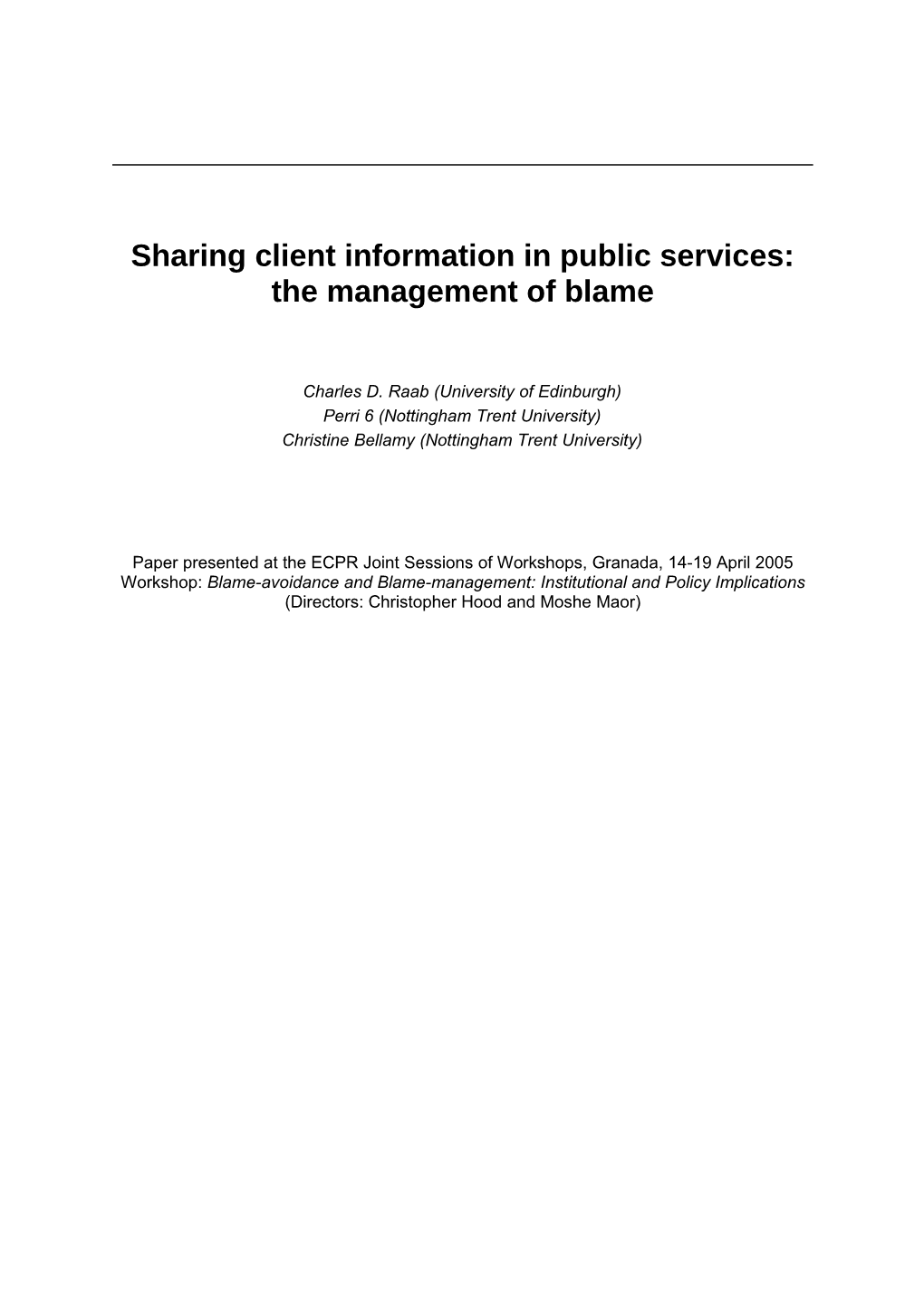 Sharing Client Information in Public Services