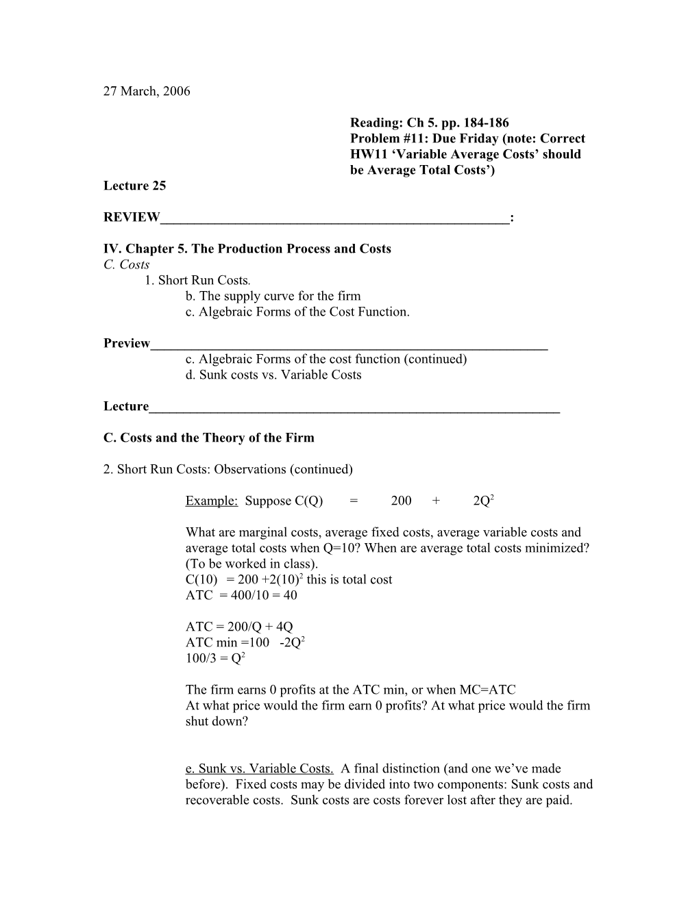 IV. Chapter 5. the Production Process and Costs s1