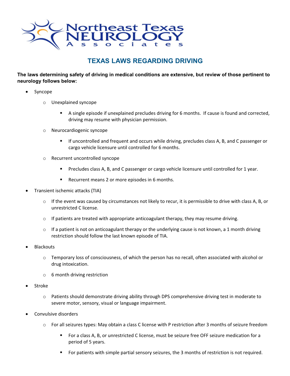 Texas Laws Regarding Driving