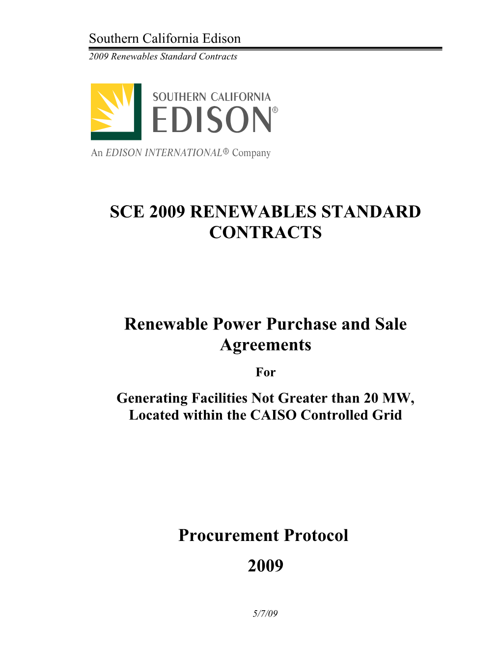 SCE's 2006 Renewable RFP
