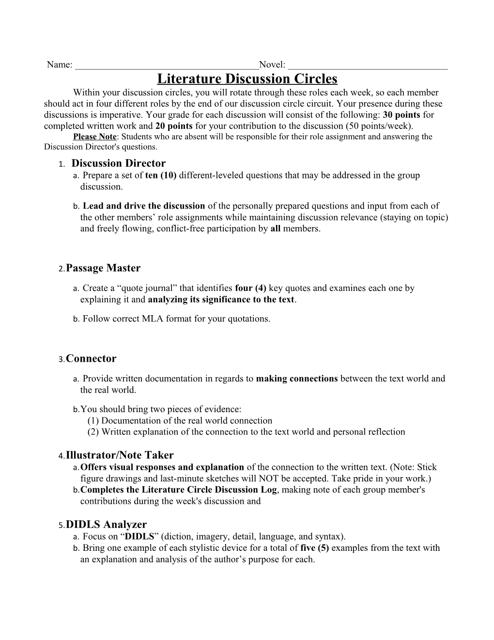 Literature Discussion Circles