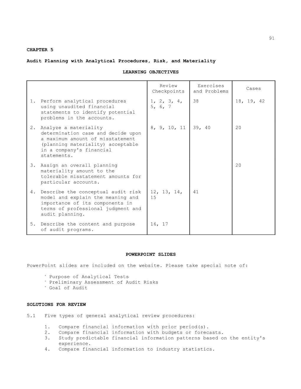 Audit Planning with Analytical Procedures, Risk, and Materiality