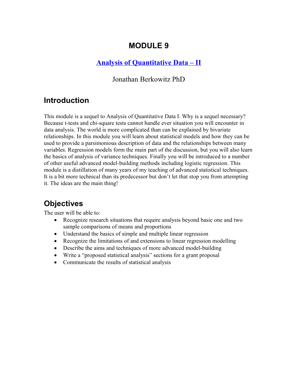 Analysis of Quantitative Data II