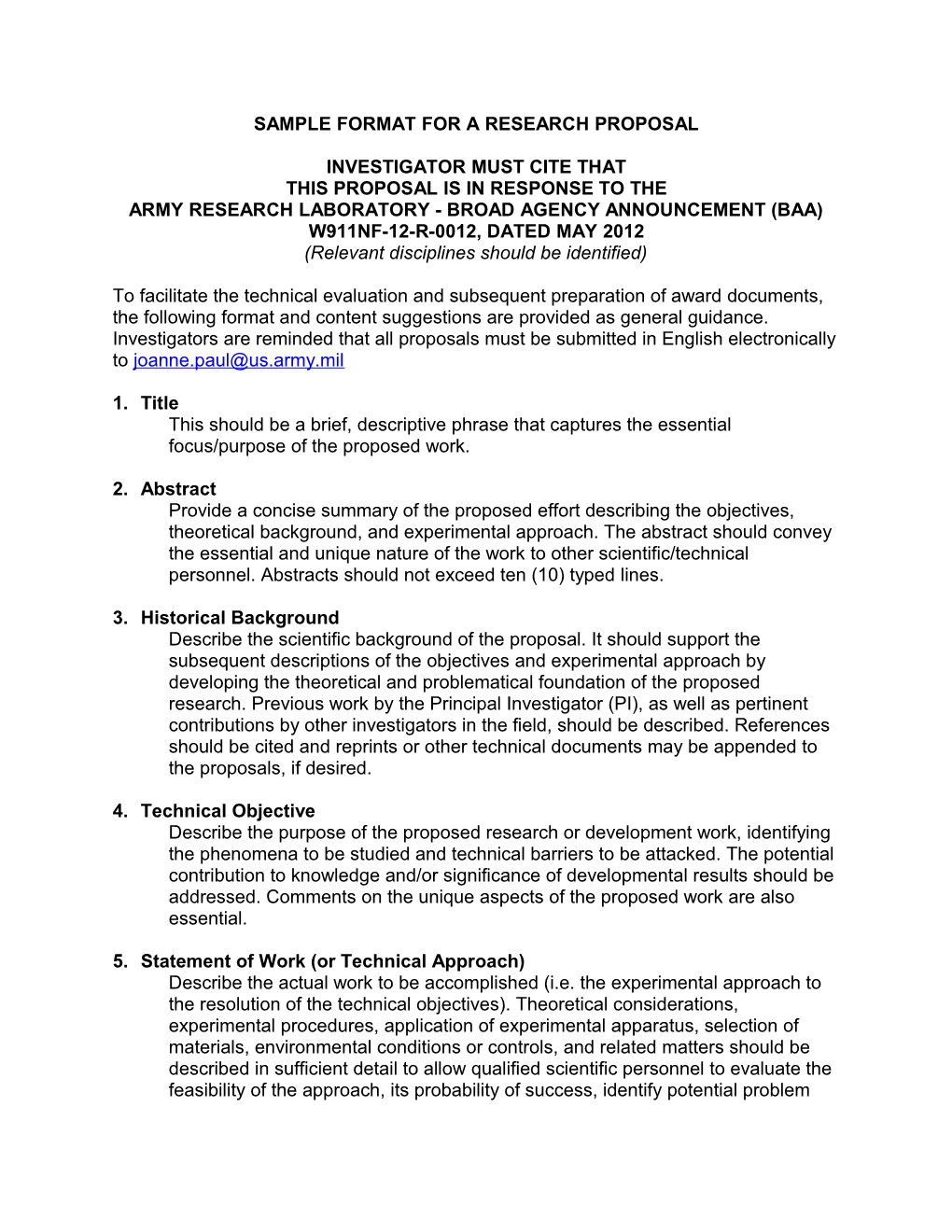 Sample Format For A Research Proposal