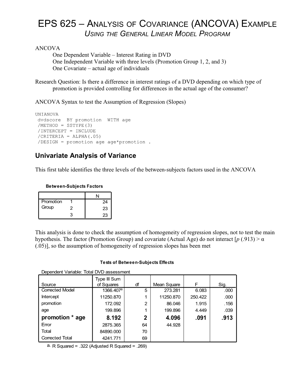 Ancova SPSS Interpretation