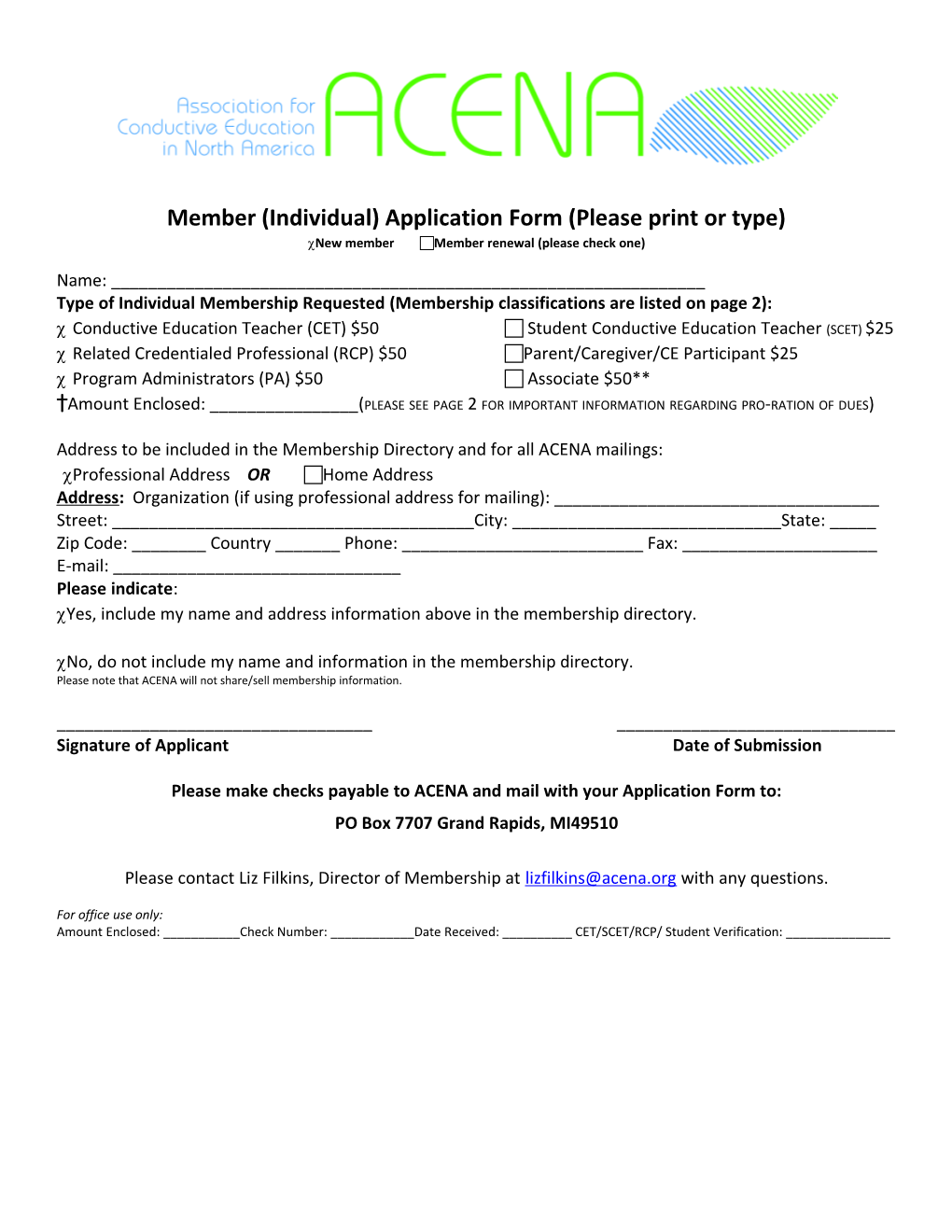 Member (Individual) Application Form (Please Print Or Type)