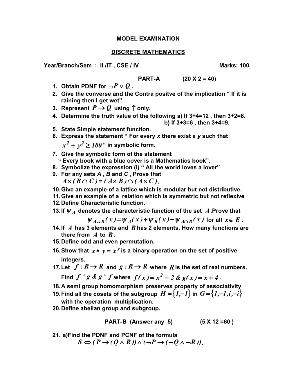 Model Examination