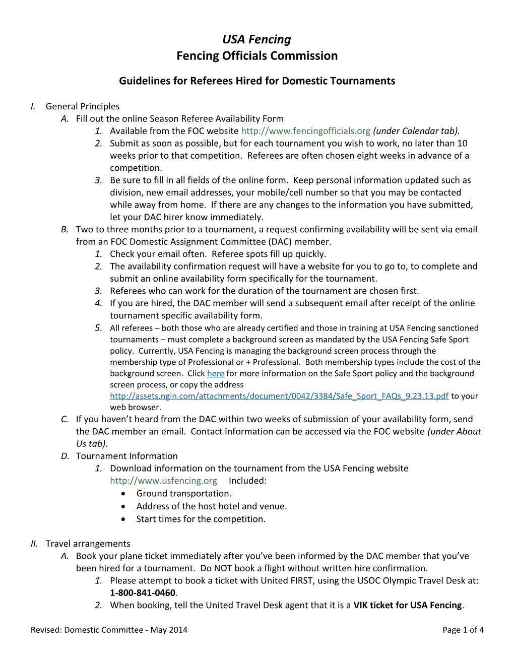 Guidelines for Referees Hired for Domestic Tournaments