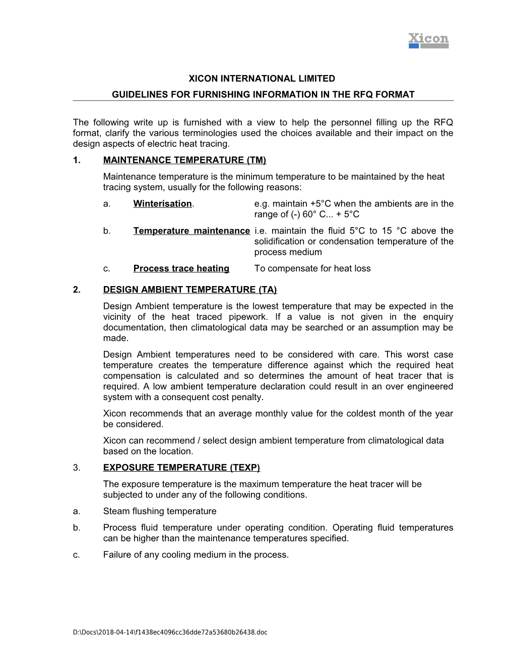 Guidelines for Furnishing Information in the Rfq Format