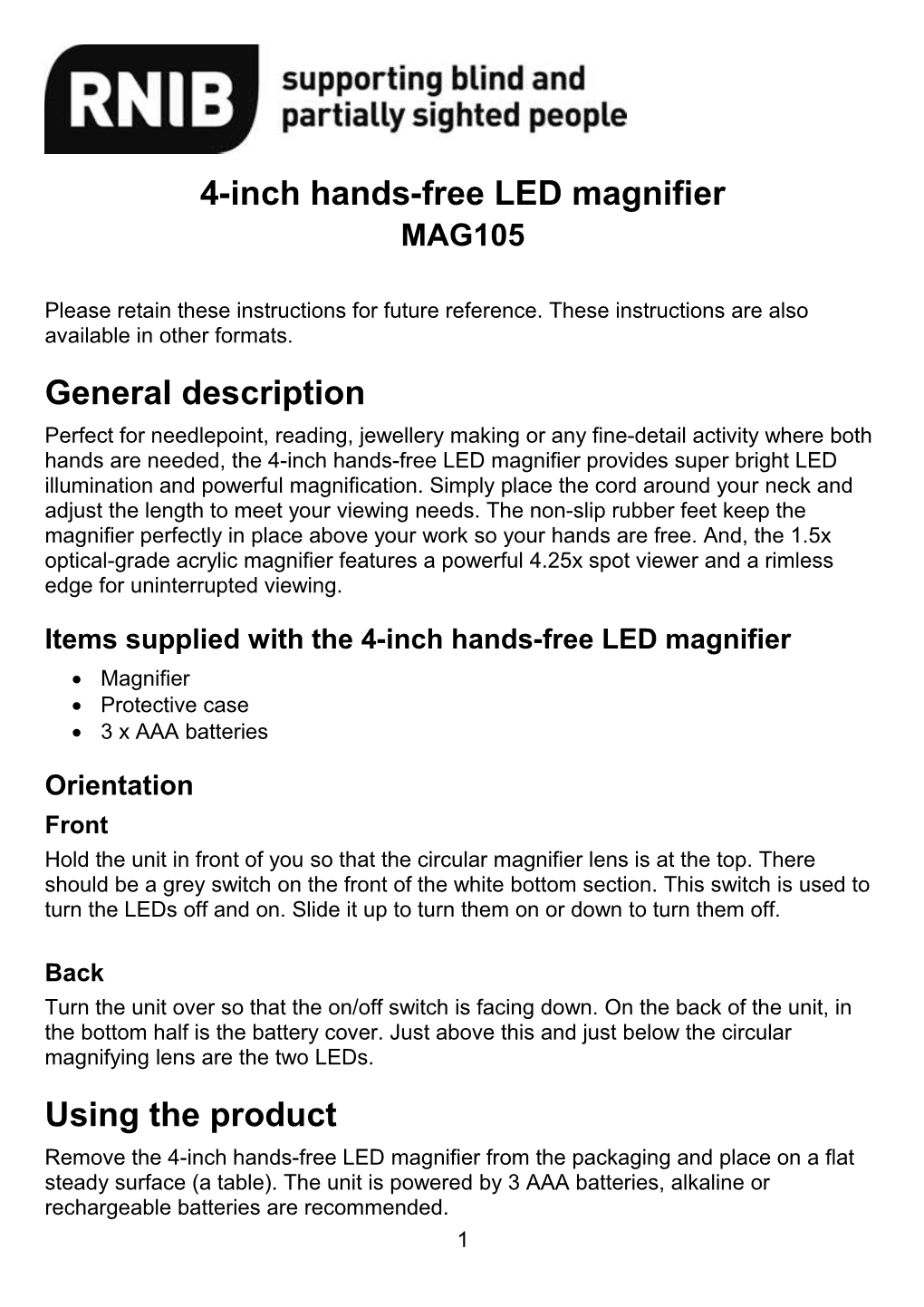 4-Inch Hands-Free LED Magnifier