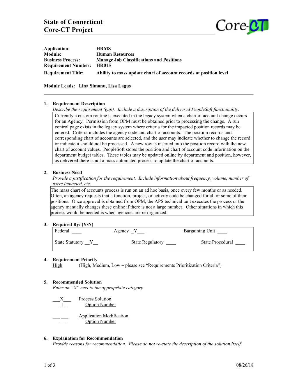 HR015 Mass Chart of Account Chg