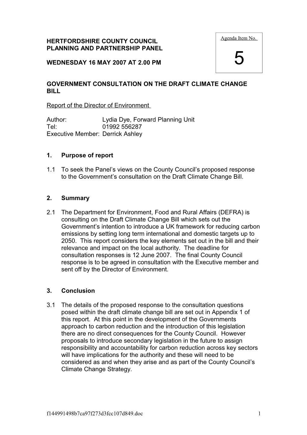 Government Consultation on the Draft Climate Change Bill