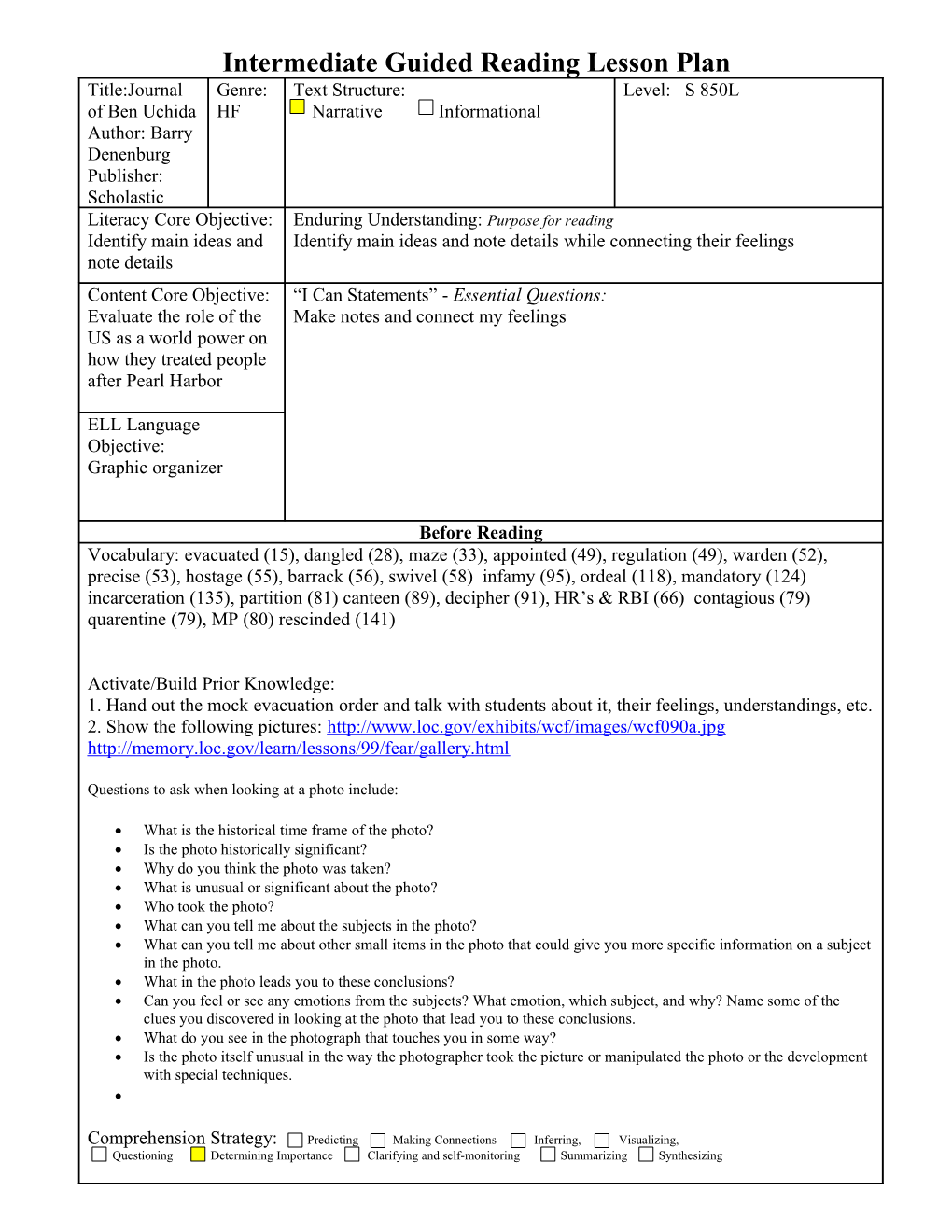 Primary Guided Reading Lesson Plan s5