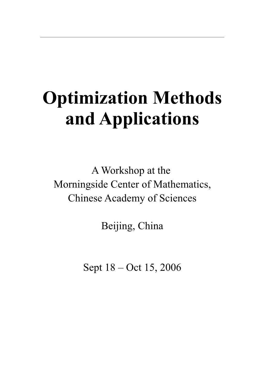 Optimization Methods and Applications