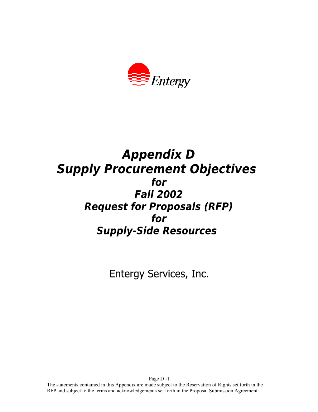 Supply Procurement Objectives