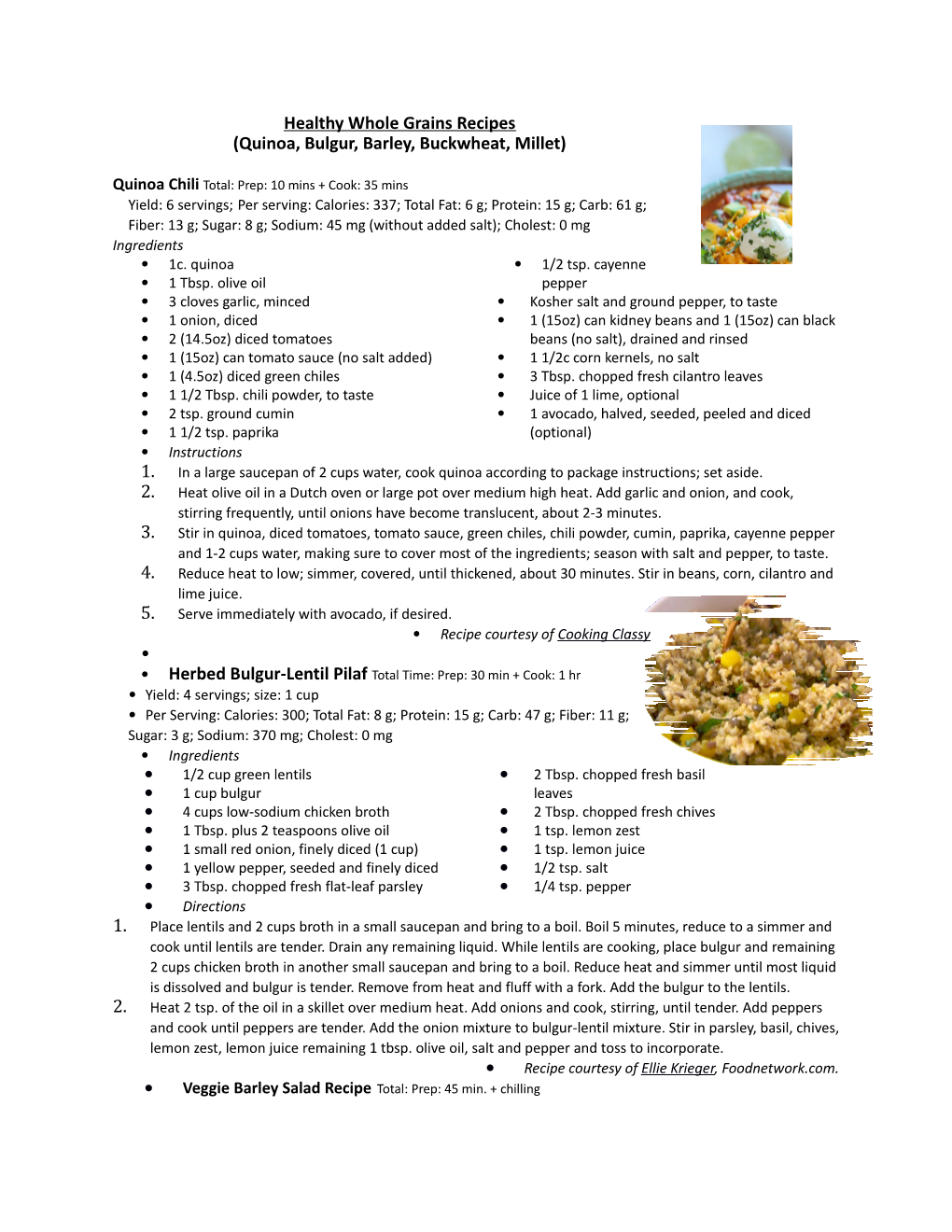 Healthy Whole Grains Recipes