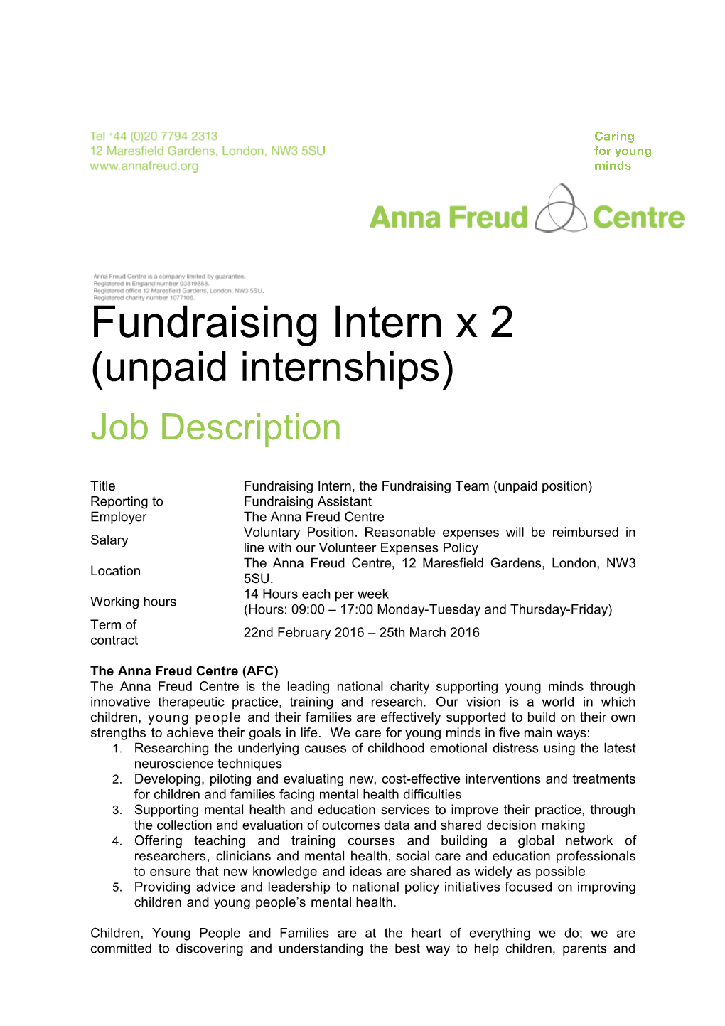 Fundraising Intern X 2 (Unpaid Internships)