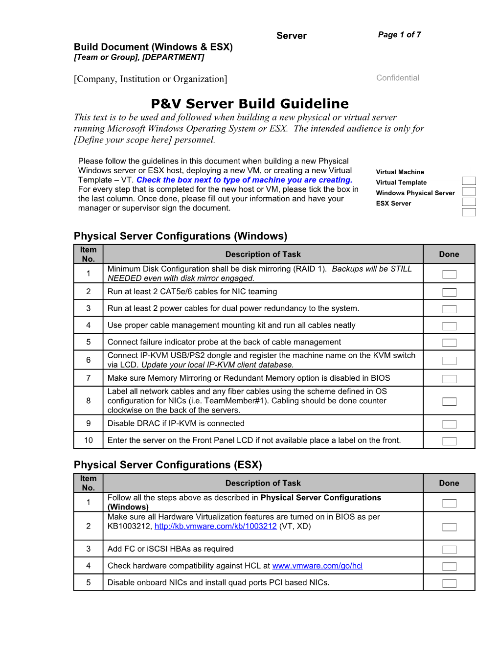 Microsoft Server Build Guidelines