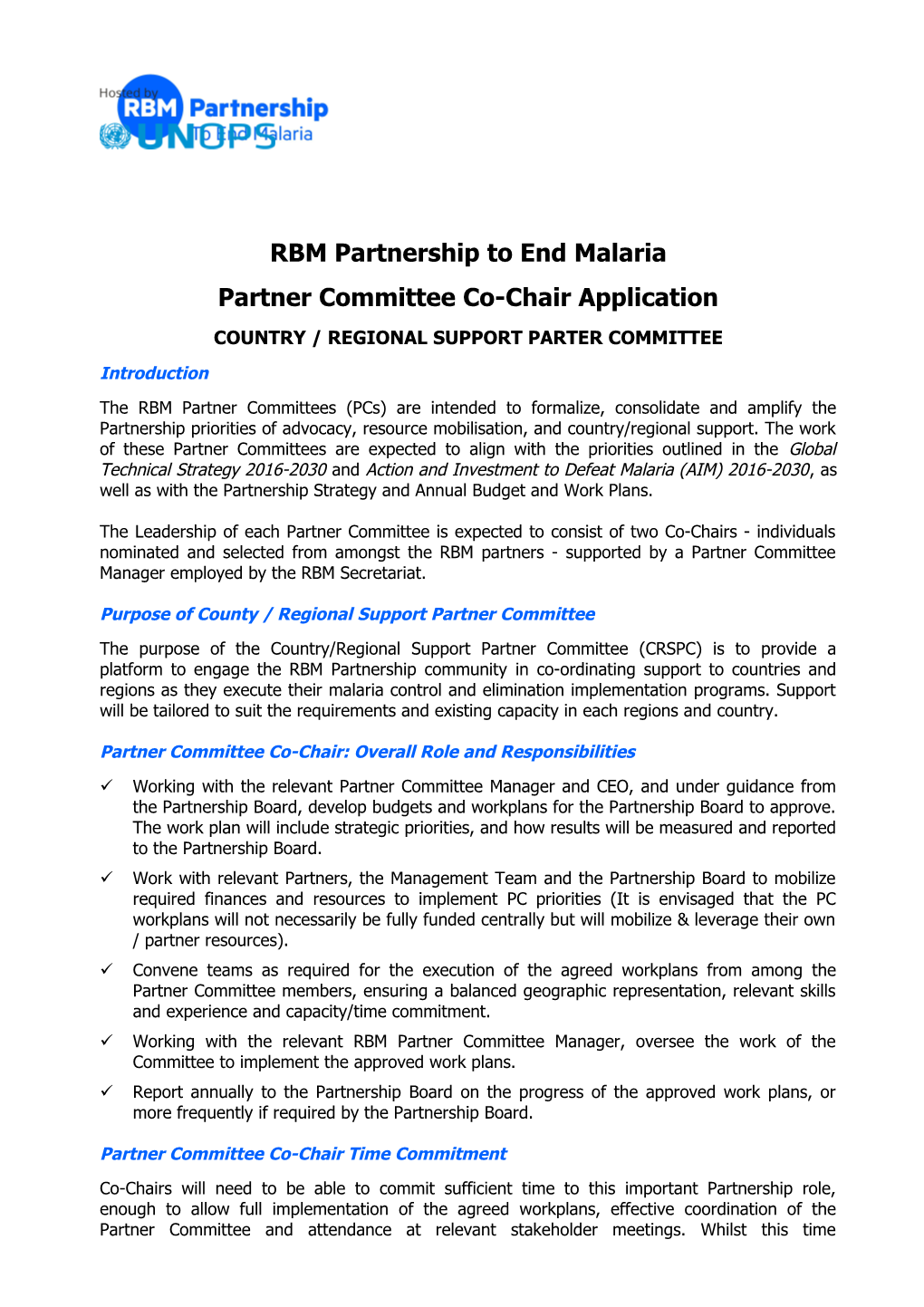 RBM Partnership to End Malaria