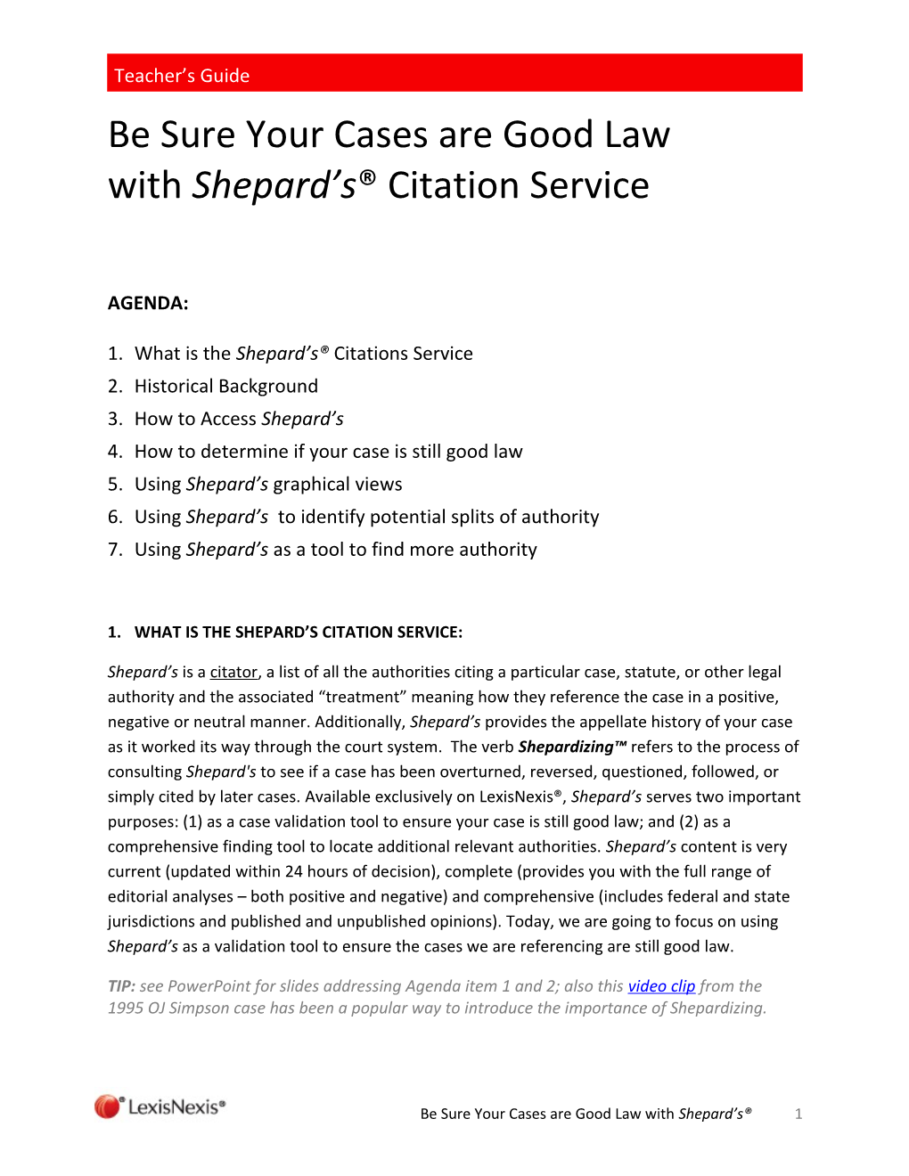 1. What Is the Shepard S Citations Service