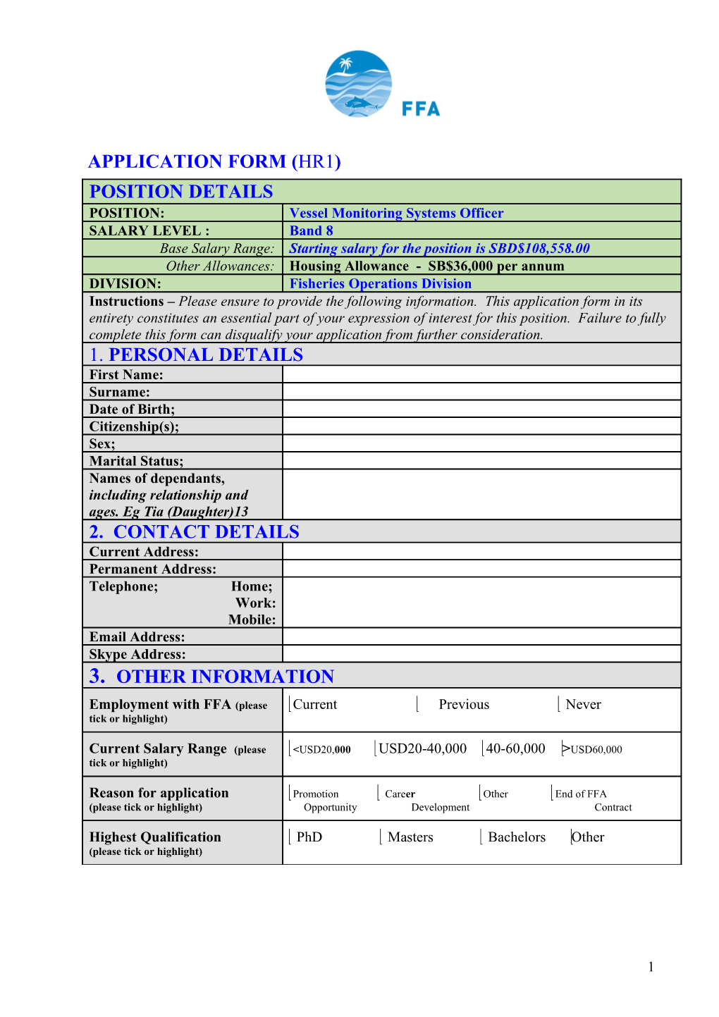 Application Form (Hr1)