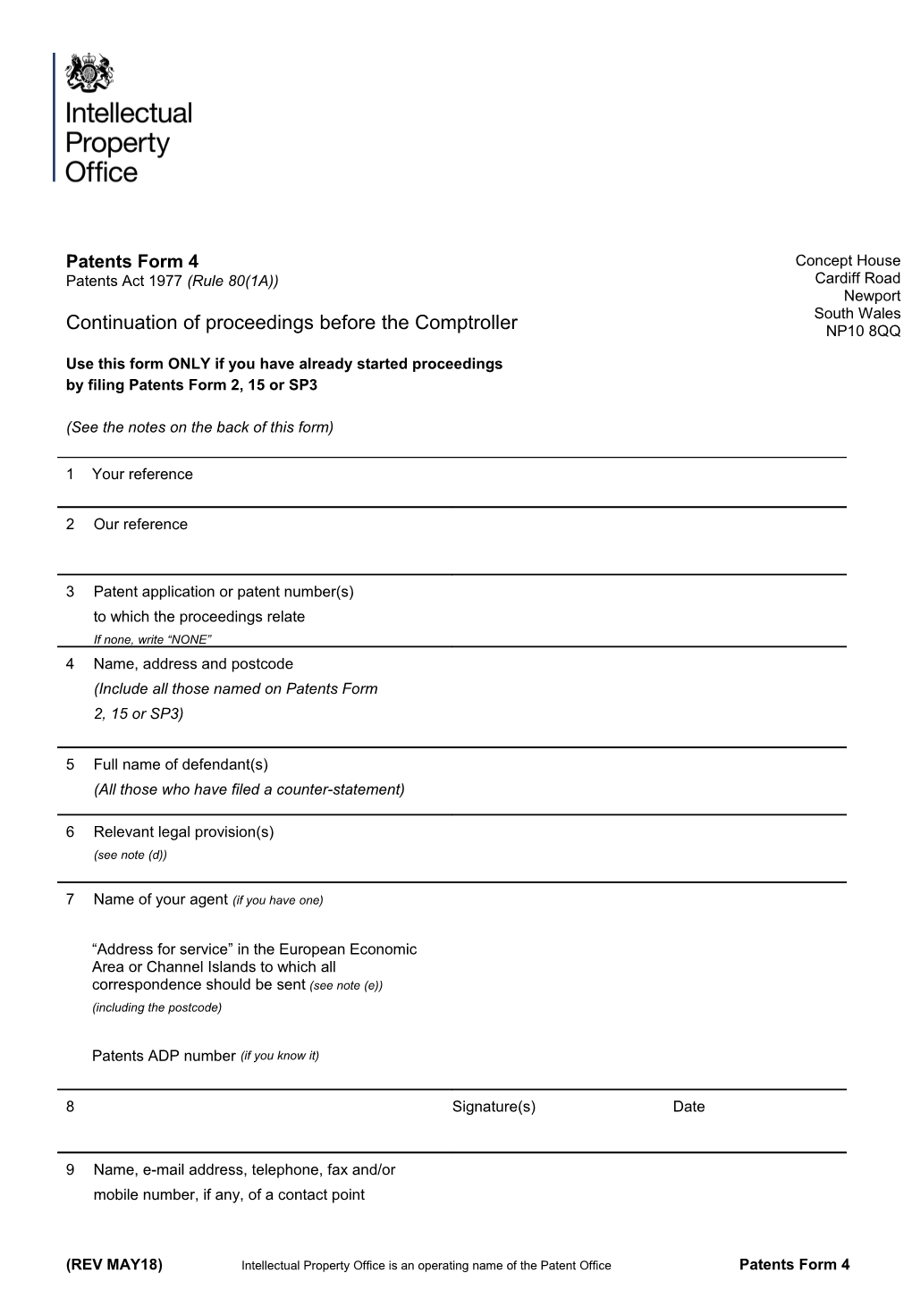 Use This Form ONLY If You Have Already Started Proceedings