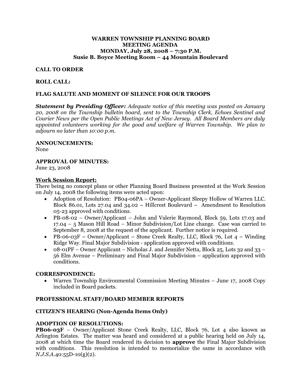 Warren Township Planning Board s3