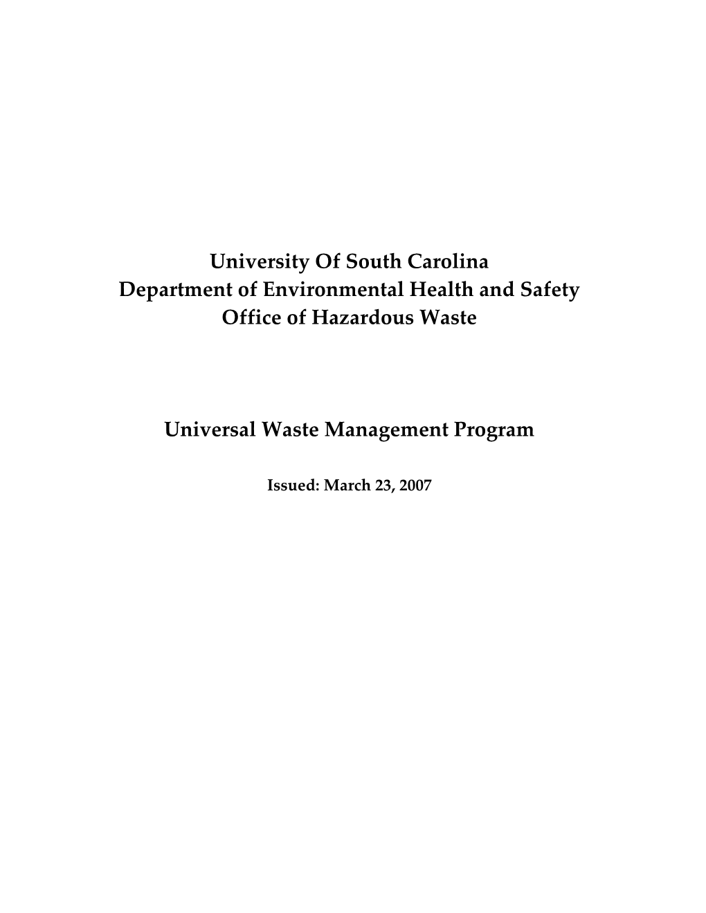 EHS M 025 Universal Waste Management Program