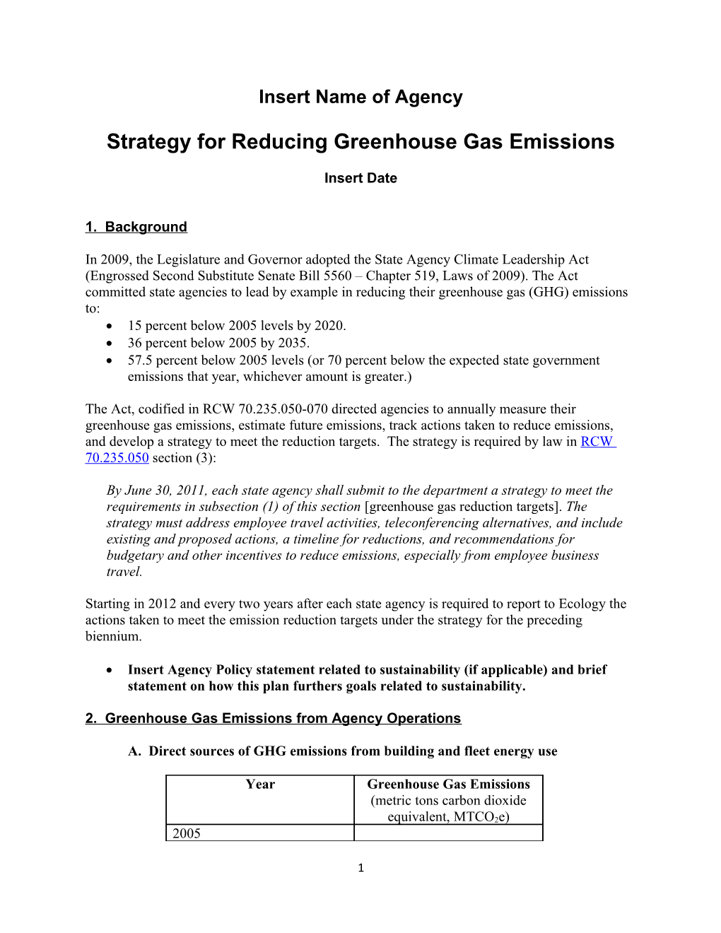 Strategy for Reducing Greenhouse Gas Emissions