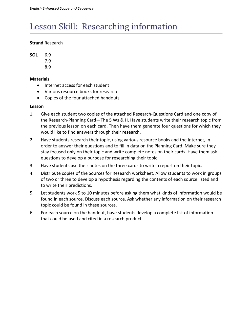 English Enhanced Scope and Sequence s7