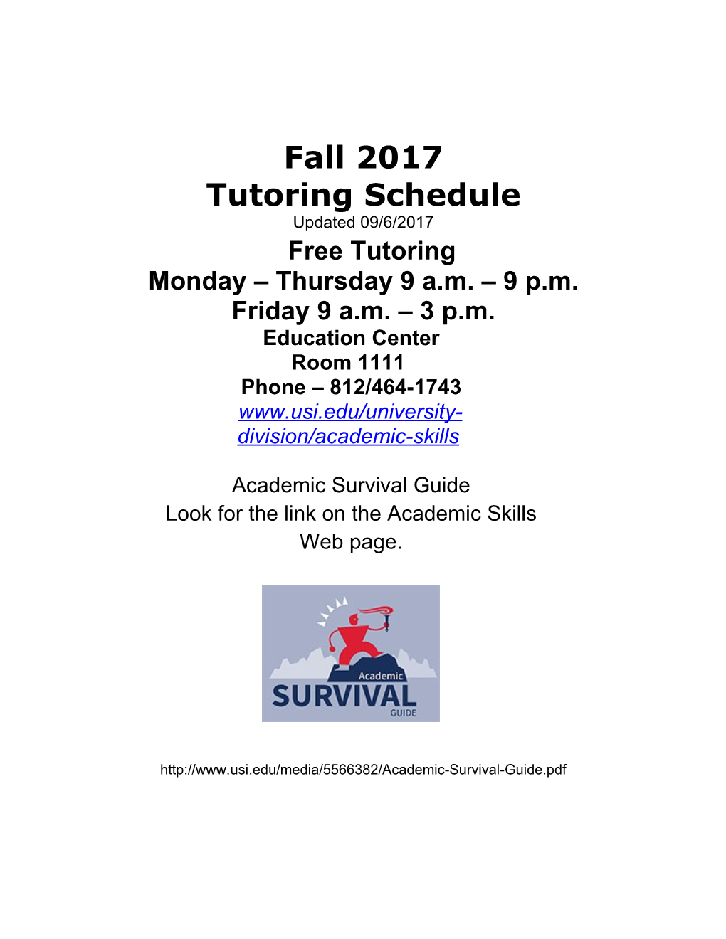 Tutoring Schedule