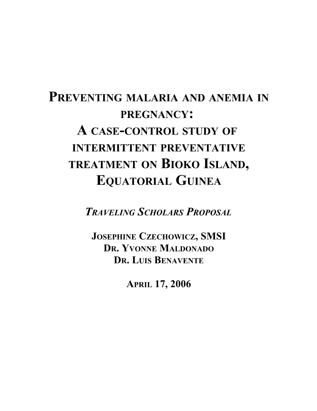 Preventing Malaria and Anemia in Pregnancy