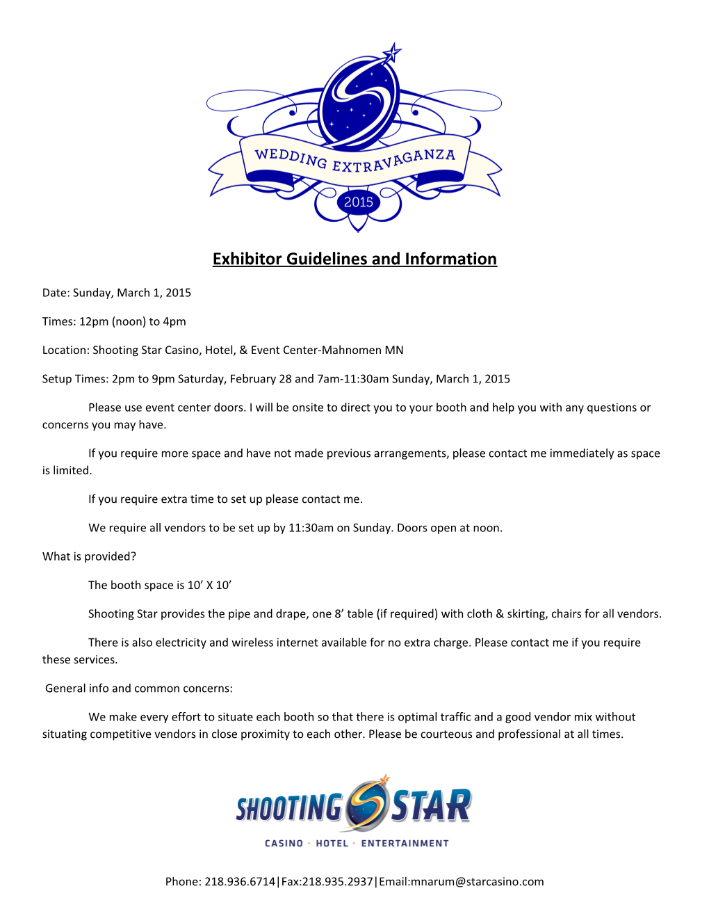 Exhibitor Guidelines and Information