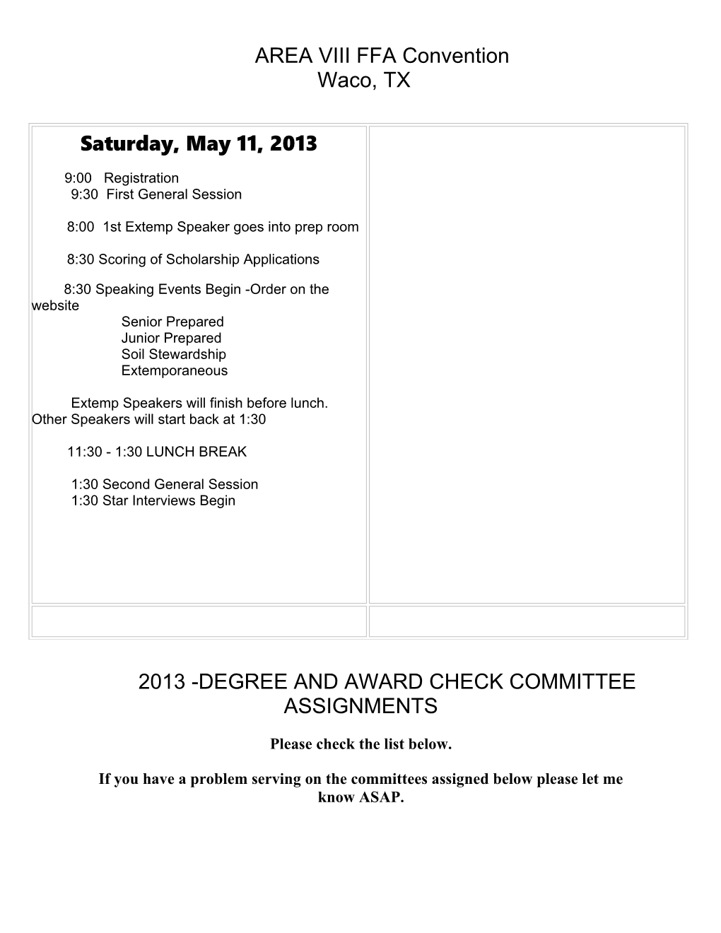 2013 -Degree and Award Check Committee Assignments