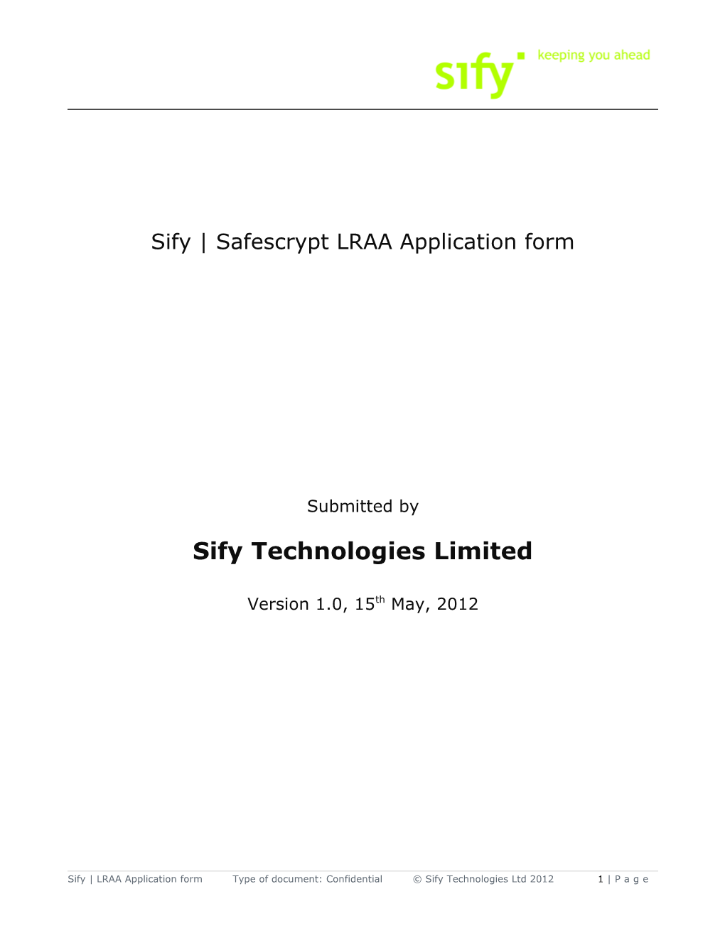 Sify Safescrypt LRAA Application Form