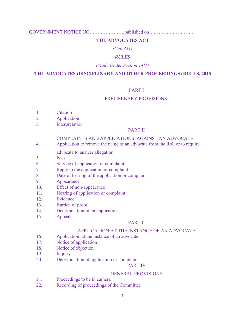 The Advocates (Disciplinary and Other Proceedings) Rules, 2015