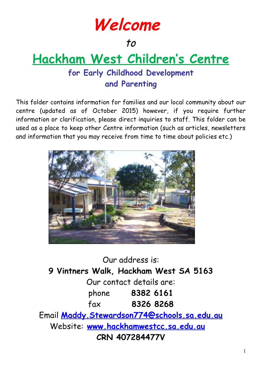 Hackham West Children S Centre