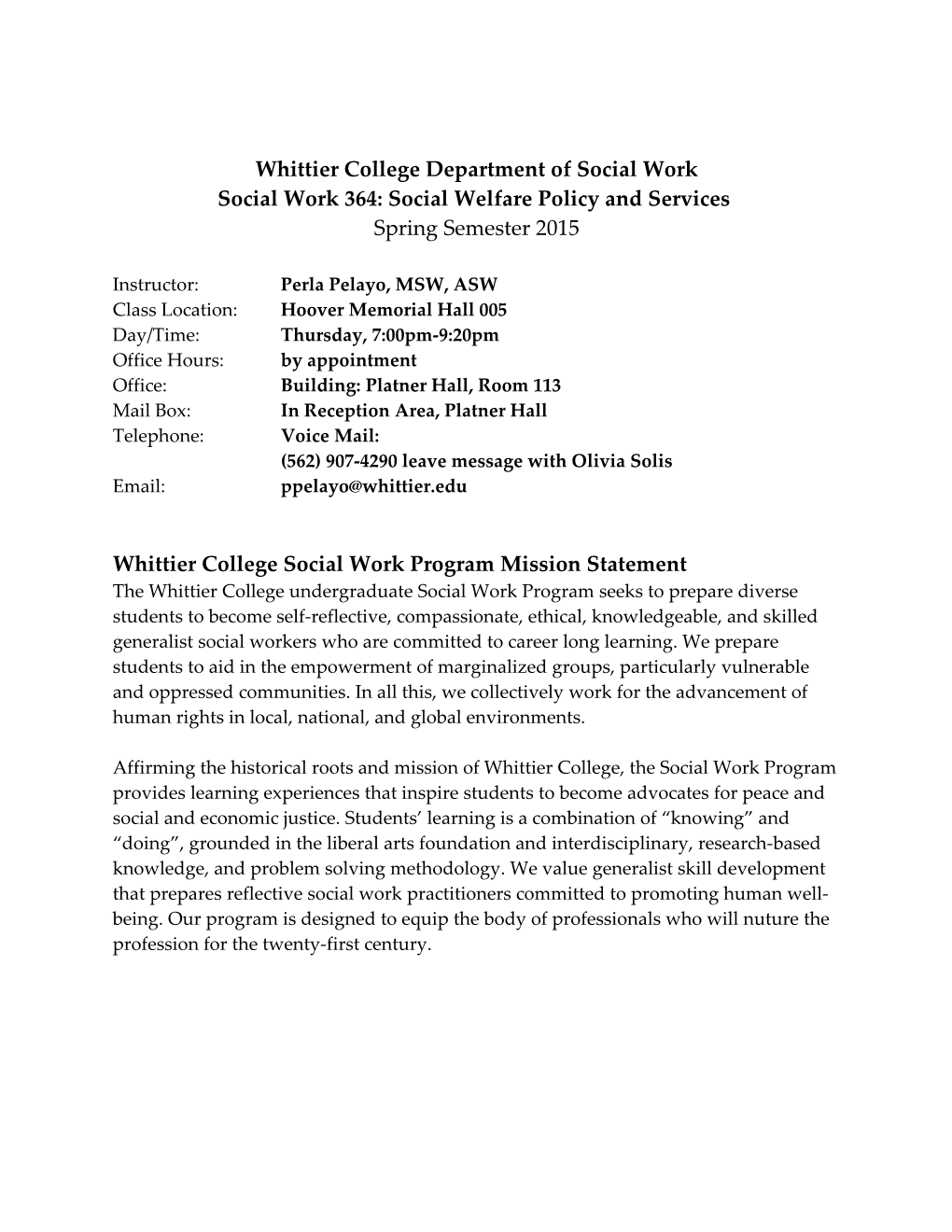 Whittier College Department of Social Work s1
