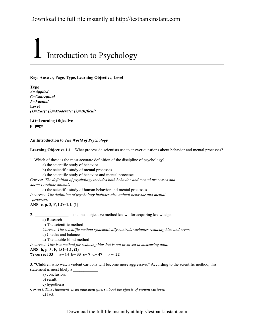 1 Introduction to Psychology