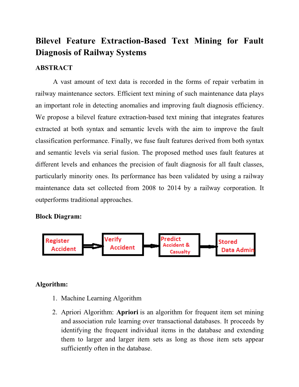 Bilevel Feature Extraction-Based Text Mining for Fault Diagnosis of Railway Systems