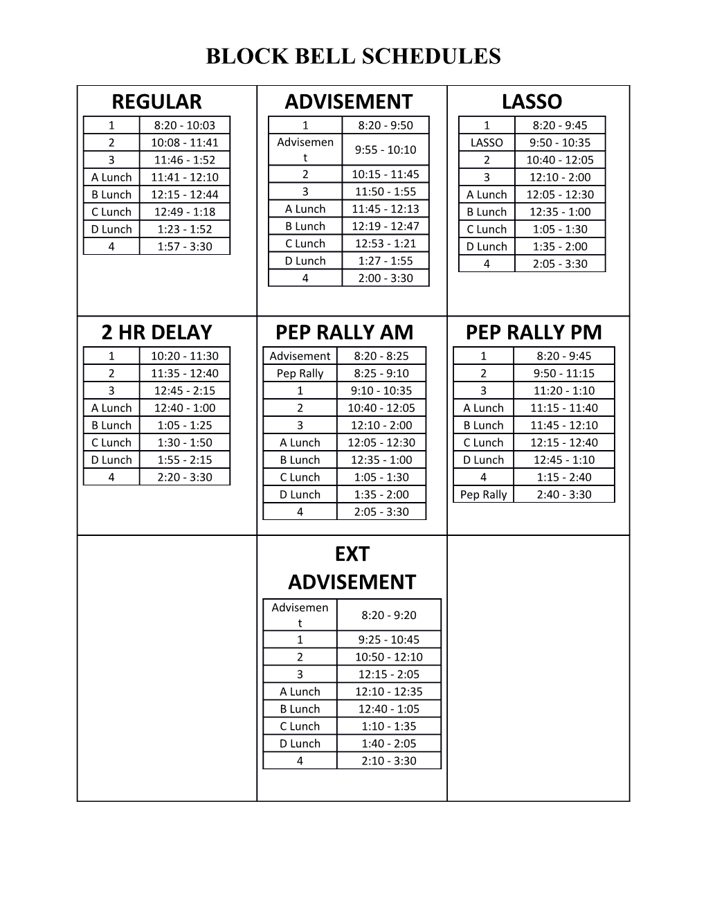 Block Bell Schedules