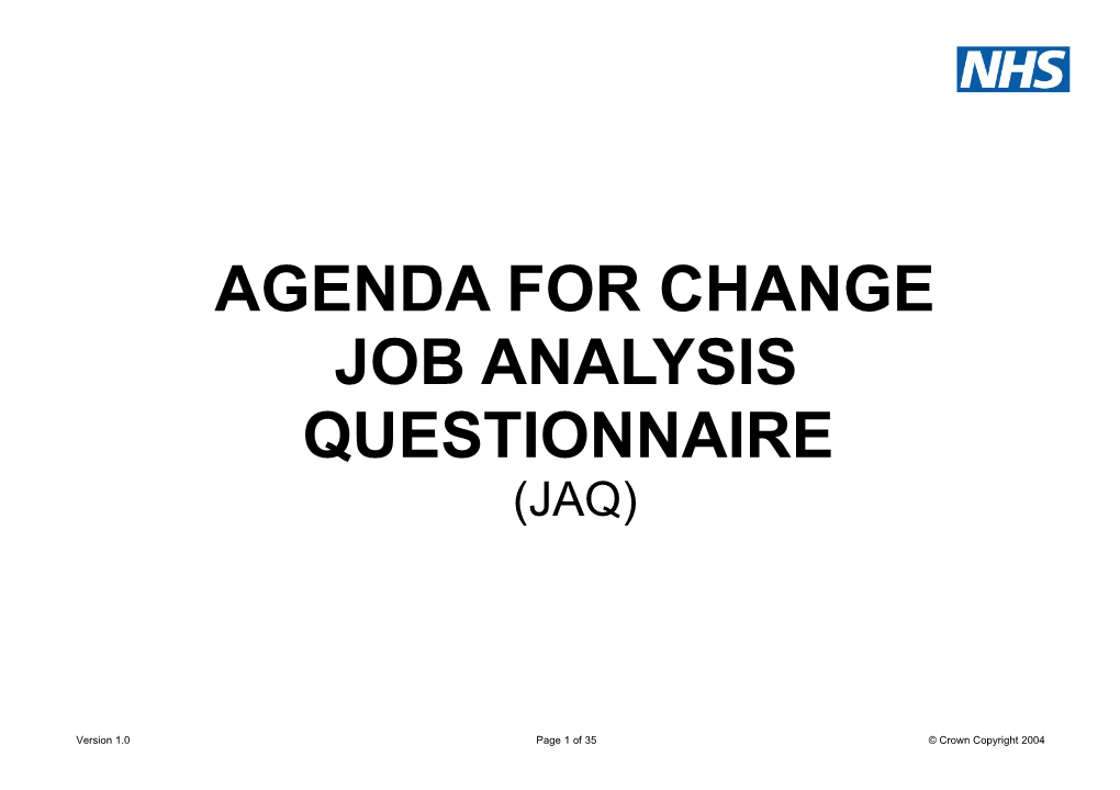 Job Analysis Questionaire - Version 1