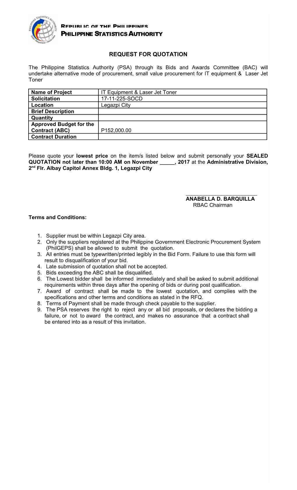 Request for Quotation s19