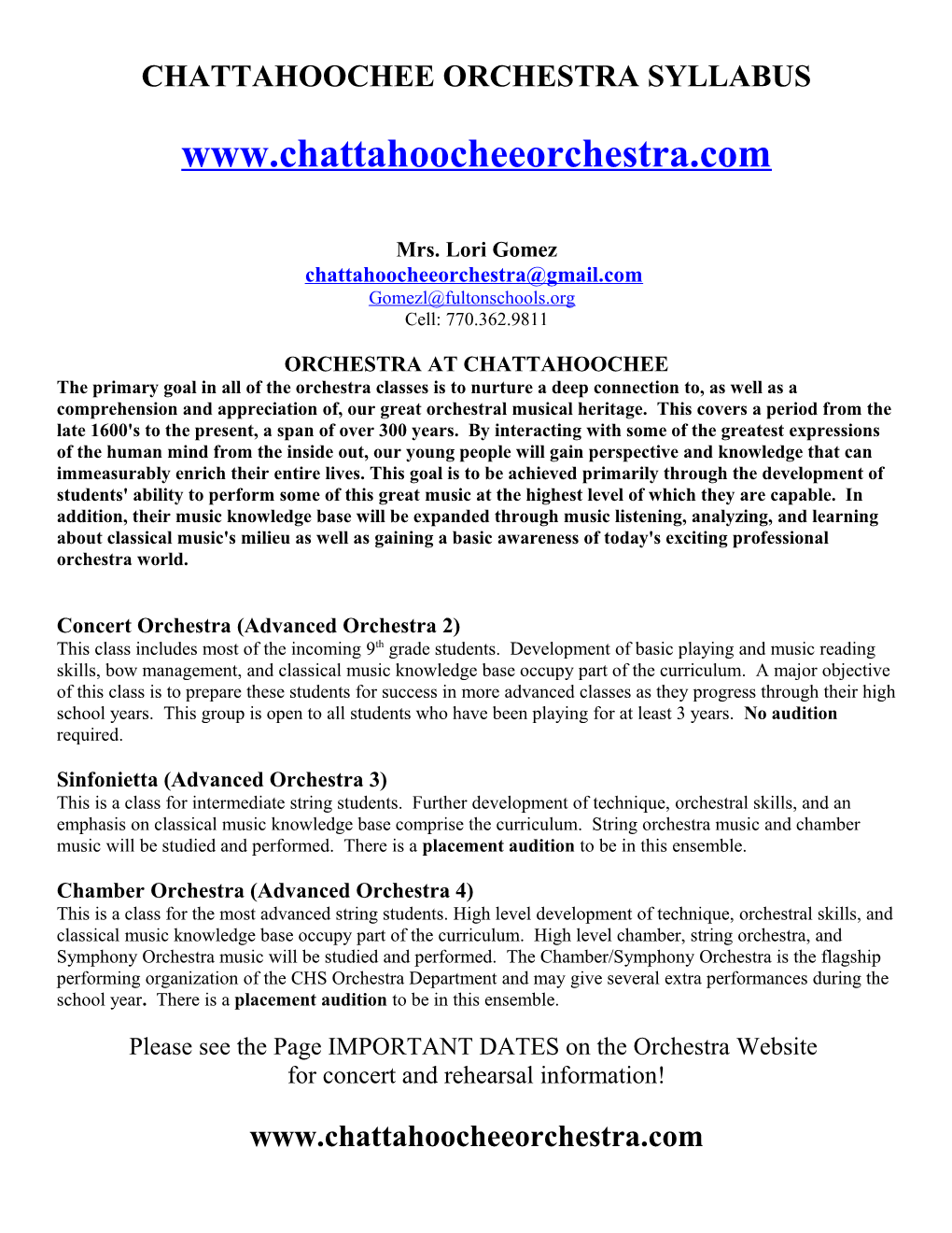 Chattahoochee Orchestrasyllabus