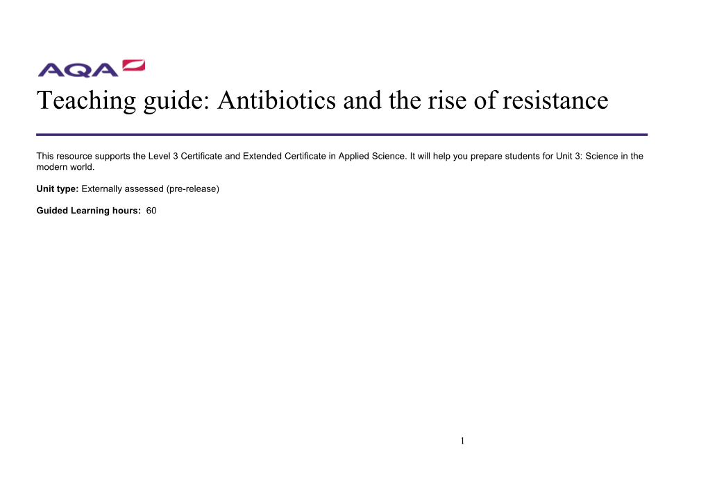 Teaching Guide: Antibiotics and the Rise of Resistance