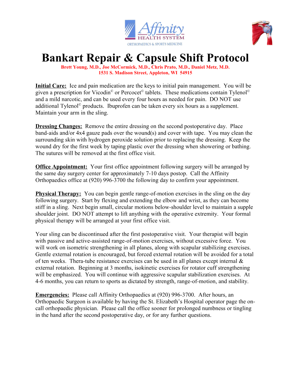 Bankart Repair & Capsule Shift Protocol