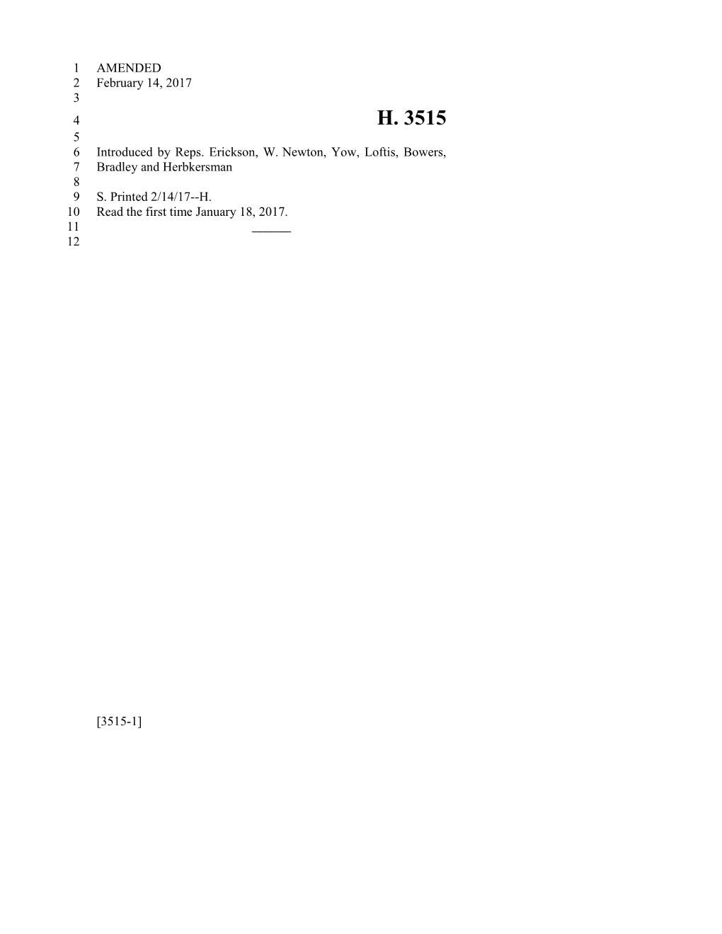 2017-2018 Bill 3515 Text of Previous Version (Feb. 14, 2017) - South Carolina Legislature Online