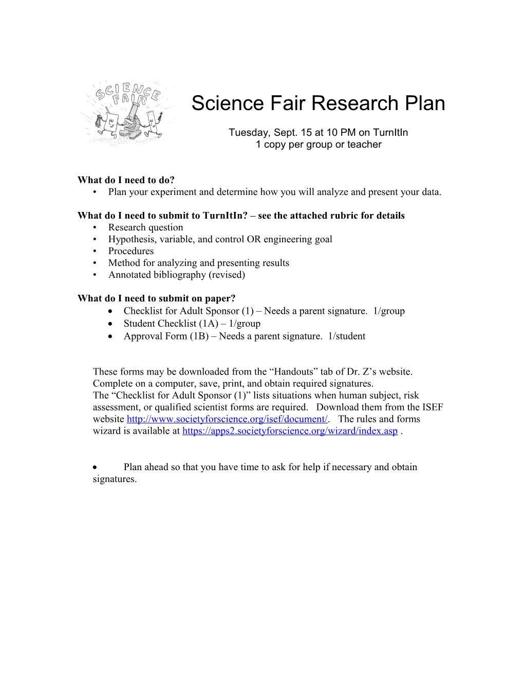 Rubric for Science Fair Introduction and Materials and Methods